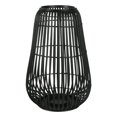 thumbnail image 1 of Benjara BM208301 Small Metal Frame Bellied Lantern with Wooden Lattice Design - Black, 1 of 1