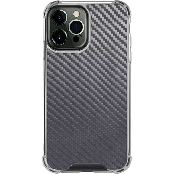 Skinit Silver Carbon Fiber Specialty Texture Material iPhone 14 Pro Max Clear Case