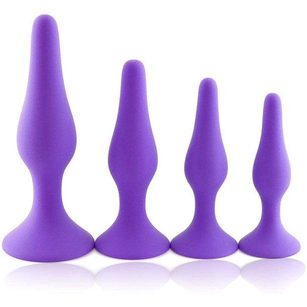 Tapón anal de silicona, paquete de 4 tapones anales, juego de entrenamiento para principiantes, usuarios avanzados con base, juguetes sexuales de próstata, entrenador sexual anal, tapones anales de si