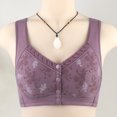 thumbnail image 4 of Conjunto de lencería Sujetador frontal con botones para mujer Ropa interior inalámbrica de alto soporte y fácil cierre (Púrpura S) Cgtredaw Púrpura T S para Mujer, 4 of 5