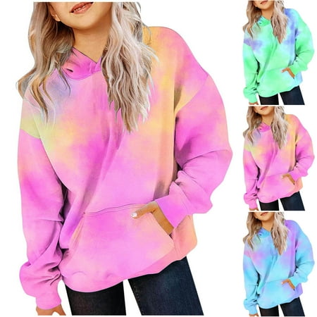Bovxnpu Boys Girls Long Sleeve Tops Spring Fall Tops Girls Pullover Sweatshirt Top Kids Hoodies Fall Tops Casual Sports Top Hooded Sweatshirt 11 Years