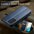 thumbnail image 4 of Wallet Case For Samsung A52, Luxury Premium Leather Flip Strong Magnetic Closure [Kickstand][RFID Blocking][Card Holder Slots] Retro Shockproof Phone Cover For Samsung Galaxy A52, blue, 4 of 7