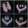thumbnail image 5 of KAKOWELY 1 juego de collar y pendientes de boda con brillantes diamantes de imitación y cadena para el cuello., 5 of 5