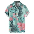 thumbnail image 3 of Mens Shirts Tropical Hawaiian 3D Print Short Sleeve Button Down Lapel Blouses Trend Beach Casual Summer Tops Mint Green XL, 3 of 4