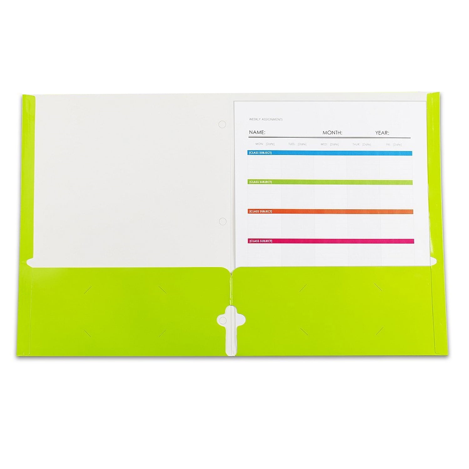 C-Line 2-Pocket Laminated Paper Portfolios with 3-Hole Punch, Lime Green, Box of 25