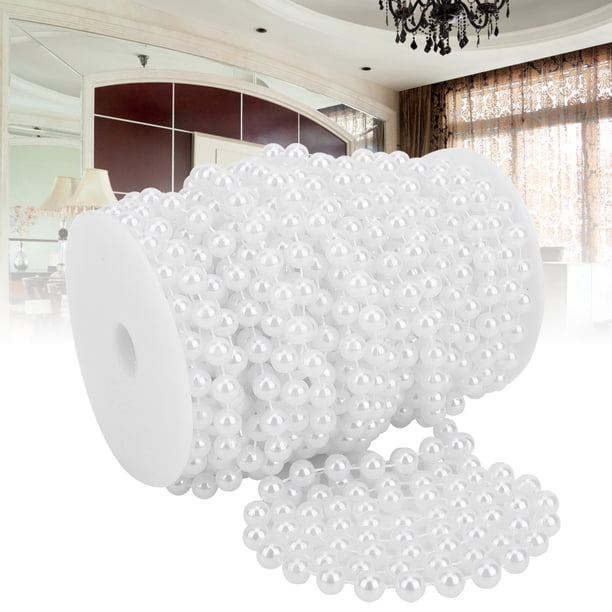 Cadena De Cuentas De Perlas De 10 Mm, Hilos De Perlas De 20 M Decoración Del Rollo De Cinta Artificial Cadena De Cuerdas De Cuerda Exquisita Para Fiestas De Boda