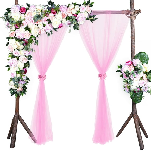 White Drapes Backdrop Curtain Home Decoration Polyester Fabric Wedding Chiffon White/Pink/Champagne Translucent Curtains One Panel