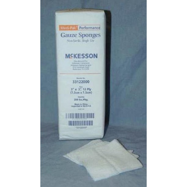 4X4 Gauze Sponge 12Ply Non Sterile Pack of 200 Model 44122000