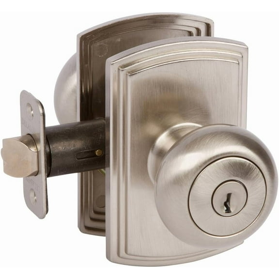 Delaney Callan Hardware Santo Entry Door Knob, Fits Doors 1-3/8 to 1-3/4 in. Thick, Satin Nickel Finish – Reversible, Easy to Install Left/Right-Handed Front Door & Garage Door Lock