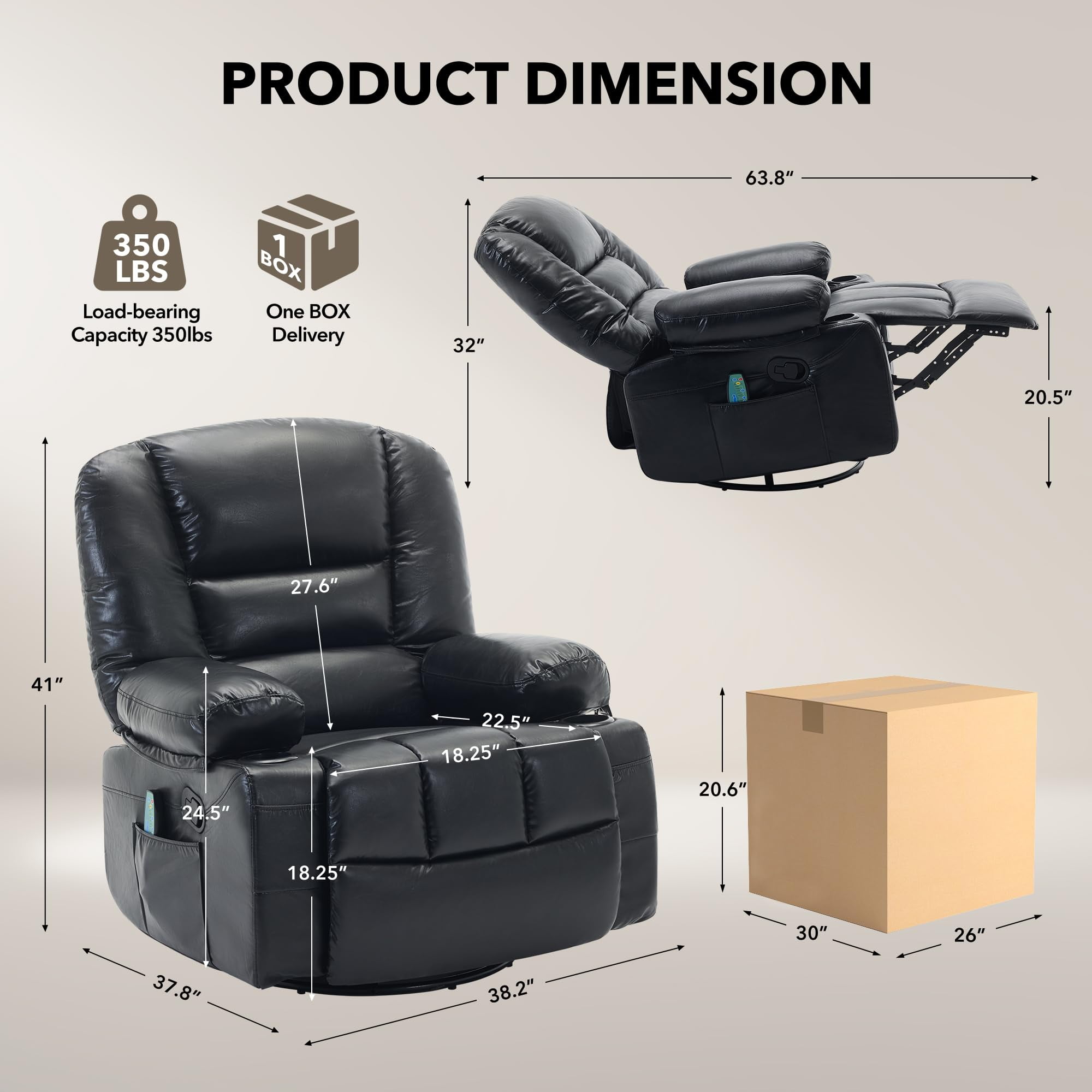 Gaderth Rocker Recliner Chairs for Adults With Vibration Massage and Heating, Chenille Lazy Boy Single Sofa Seat, 360° Swivel Rocker Glider Recliner, Wide Manual Lazy Chair, Chenille Fabric Sofa Chai