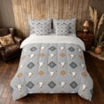thumbnail image 3 of Manfei Western Cow Skull Queen Bedding, Bohemian Aztec Bedding Comforter Set Queen, Gray Black White, Gray Reversible 7pcs, 3 of 6