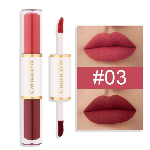 Xihbxyly Brillo Labial de Doble Punta, Labial Hidratante de Alta Pigmentación, Acabado Brillante Que Fija El Color, Protección Antimanchas Resistente, Ideal para Uso Diario, Ocasiones Especiales y Re