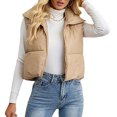thumbnail image 3 of Womens Cropped Puffer Vest Sleeveless Winter down Waistcoat Outerwear Short Warm Lightweight Gilet Jacket, 3 of 7