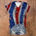 thumbnail image 4 of Ruyang Casual V-Neck Graphic Tees Women Summer Tops Camouflage Print V-Neck Shirt Independence Day T-Shirt Short Sleeve Tops, 4 of 4