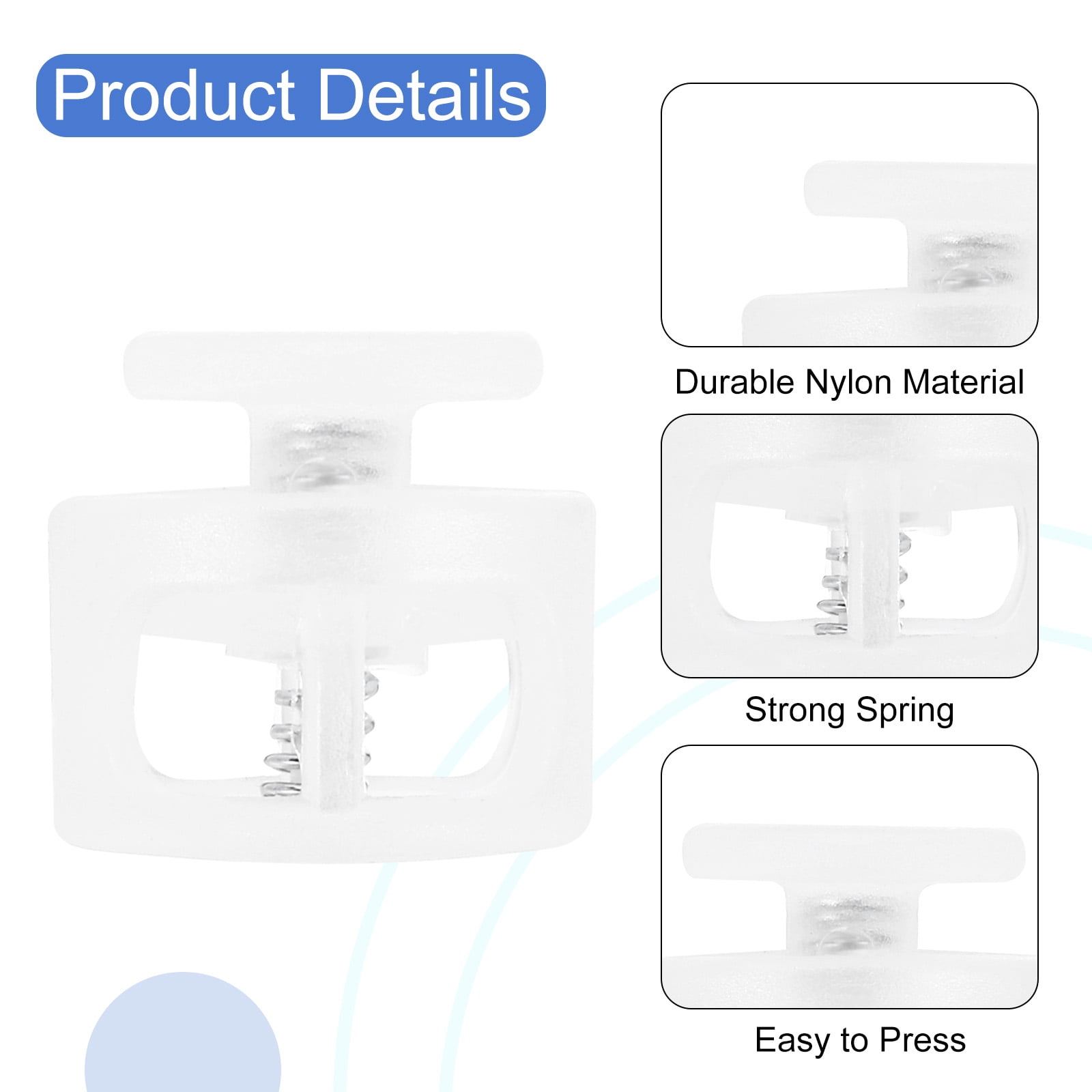 Unique Bargains Assorted Plastic Spring Cord Lock Double-Hole Slider Transparent