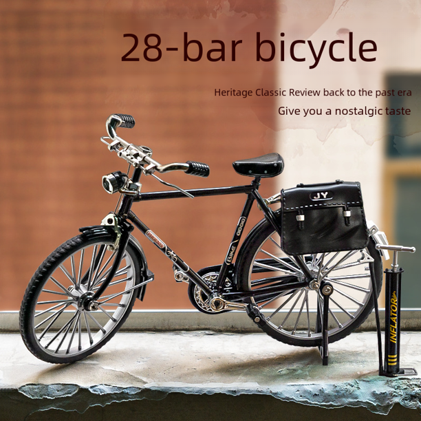 Simulación 1:8 28 barra grande bicicleta flor retro clásico modelo de juguete de aleación en caja