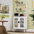thumbnail image 7 of 58” Pantry Cabinets with Microwave Shelves, Small Kitchen Pantry Storage Cabinet with Adjustable Shelves for Kitchen, Dining Room, Living Room Use (White), 7 of 7