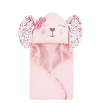 Hudson Baby Infant Girl Cotton Animal Face Hooded Towel, Floral Bunny, One Size