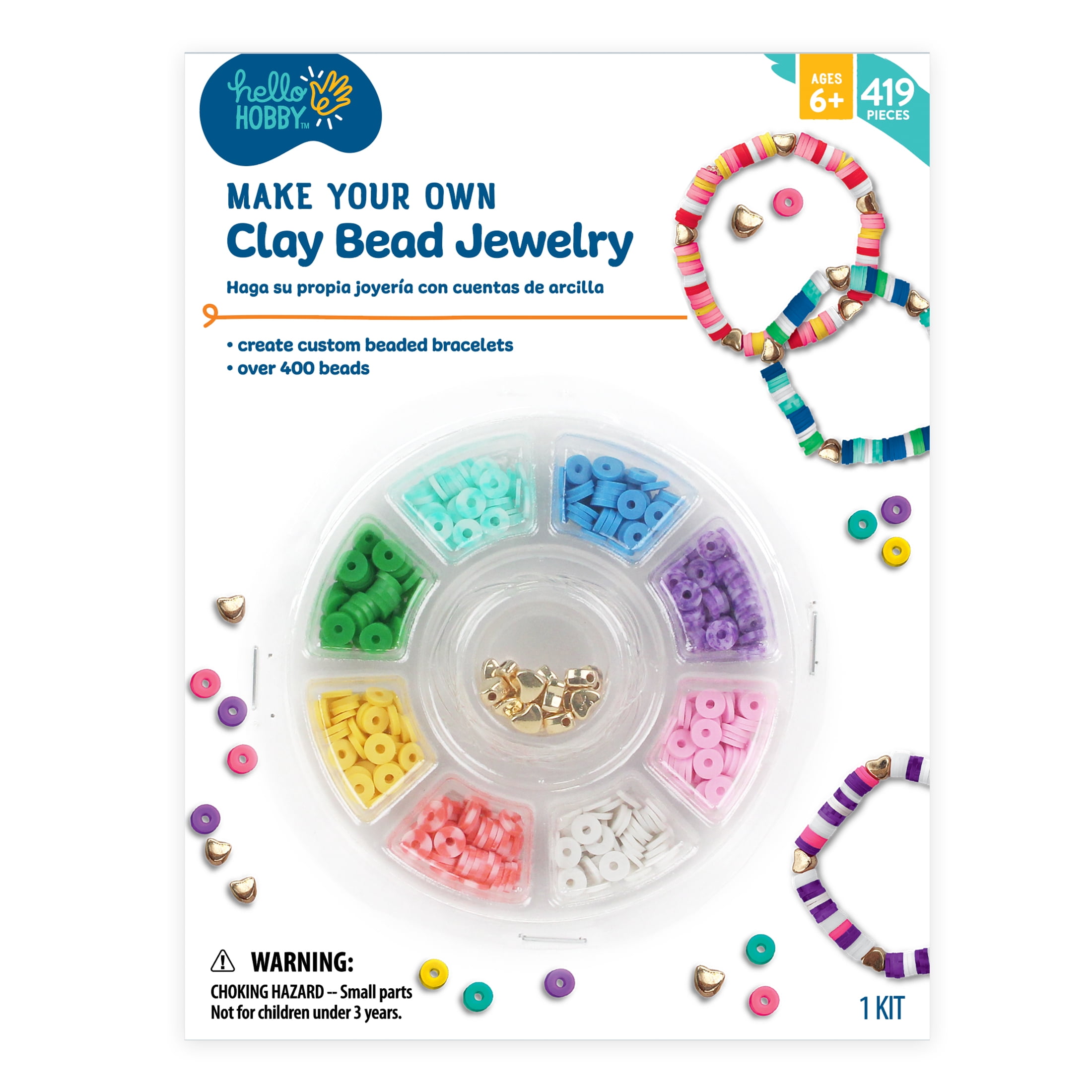 (2 pack) Hello Hobby Clay Bead Jewelry Making Kit for Kids