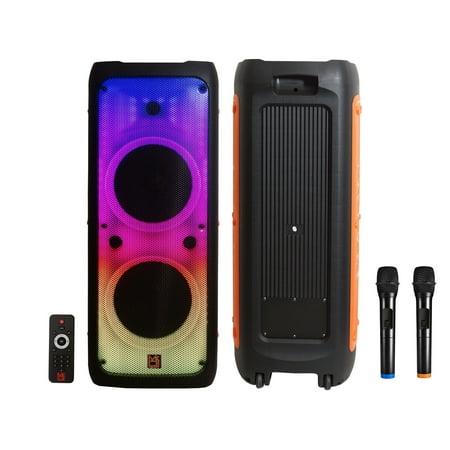 MR DJ FLAME5500LED DUAL 12” TWS Colorful Flame Lighting Rechargeable Bluetooth Speaker 5500 Watts