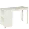 thumbnail image 5 of Twin Loft Bed In White With Cabinet And Rolling Homework Table Portable Desk, Build, 5 of 7