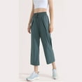 thumbnail image 5 of Roncen Women's Solid High-Waisted Capri Pants - Elastic Waist Wide-Leg Cropped Trousers with Drawstring & Pockets - Casual Loose Fit, 5 of 7