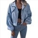 thumbnail image 1 of Chaqueta Corta de para Mujer, Otoño/Invierno, Informal, de Larga, con Botones, y Azul Denim L, 1 of 10