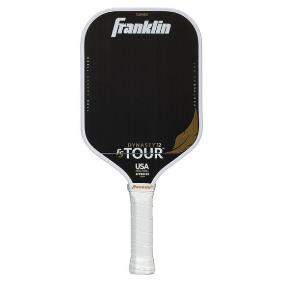 Franklin Sports Pro Pickleball Paddles - FS Tour Featherweight Series Lightweight Paddles - USA Pickleball Approved - Raw Carbon Fiber Surface - Dynasty - 12mm Polymer Core - White