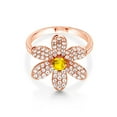 thumbnail image 3 of Gem Stone King 1.34 Ct Round Yellow Sapphire Keren Hanan ART 18K Rose Gold Plated Silver Ring, 3 of 5
