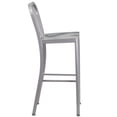 thumbnail image 3 of 30'' High Silver Metal Indoor-Outdoor Barstool with Vertical Slat Back, 3 of 9