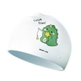 thumbnail image 1 of Gorro de baño para niños, gorro de baño portátil de silicona suave con dibujos animados, de ducha para hacer esnórquel, deportes acuáticos, buceo en Verde, 1 of 8