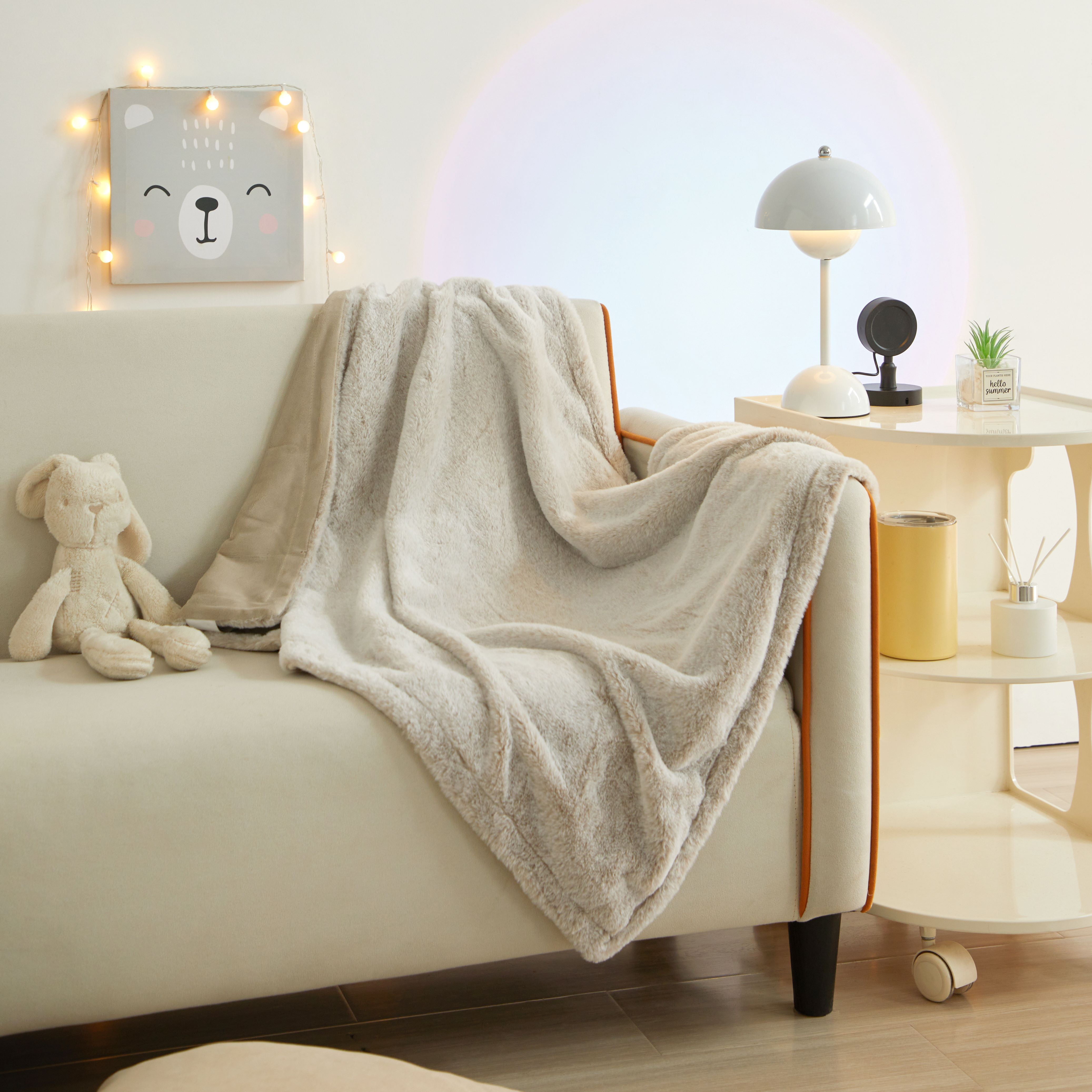 Parent's Choice 30" x 40" Reverse Backdye Faux Fur to Micromink Baby Blanket, Taupe