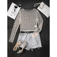 thumbnail image 3 of SLADYGLO Women Pearl Rhinestone See-Through Long Sleeve Sheer Mesh Blouse, 3 of 4