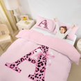 thumbnail image 3 of Catabedysis Pink ABC Print A Bedding,Leopard Monogrammed Gifts Duvet Cover Full For Girls,Pink Reversible,3-Piece,1 Duvet Cover and 2 Pillowcases, 3 of 6