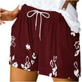thumbnail image 2 of Teissuly Women Summer Illustration Lace Up Elastic Pocket Casual Shorts, 2 of 5