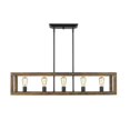 thumbnail image 2 of Sutton 5 Light Linear Pendant in Black with Wood Cage, 2 of 4