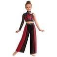 thumbnail image 6 of iiniim Girls Jazz Dance Colored Patch Party Wear Shiny Embellishment Modern Stage Contest Top with Pants Burgundy 16, 6 of 7