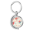 thumbnail image 1 of Pájaro flor flor planta pintura Rotating keychain Metal Keyring Holder, 1 of 2