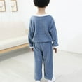 thumbnail image 4 of Children Two Piece Set Warm Home Clothes Fleece Solid Color Home Wear Sets for Boys Girls Kids niños niñas ropa, 4 of 6