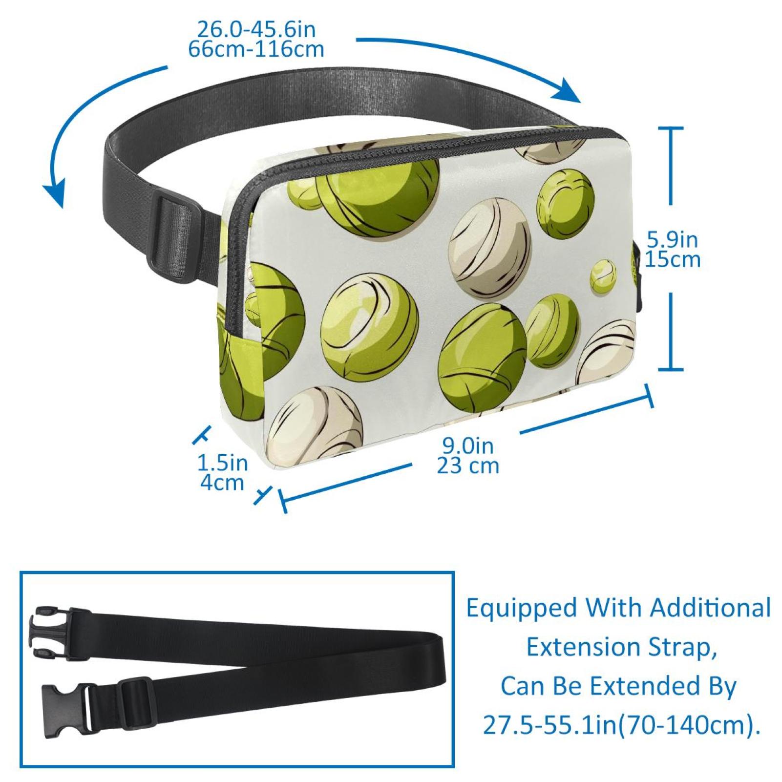 Tennis Lightweight Adjustable Waist Bag Fanny Pack Sling Bag with Extension Strap - Unisex