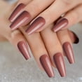 thumbnail image 4 of Multicolor Long Press on Nails Coffin Fake Nails Set Bailarina Artificial Nail Art Tips para mujeres niñas Acrílico Uñas postizas con 1 lima de uñas (Morandi Blue, Light Orange, Purple) Adepaton WMZL-858-3, 4 of 6