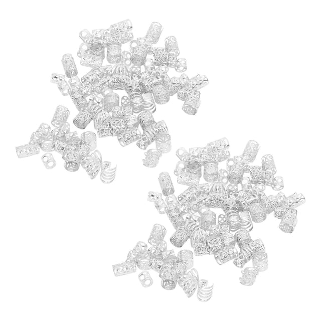 200 Uds anillos para el cabello de rastas ahuecan hacia fuera patrones exquisitos aleación trenzado de cabello bobinas de joyería plata