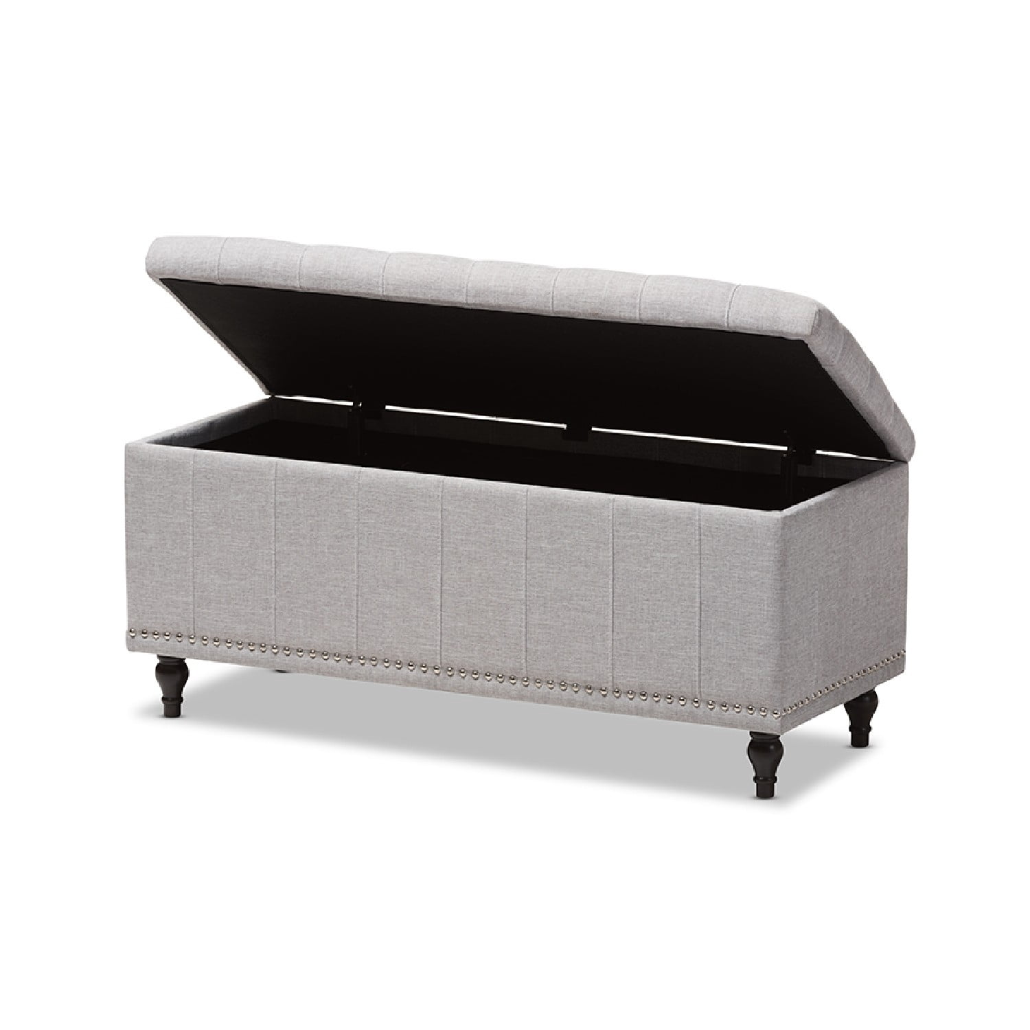 Baxton Studio Kaylee Modern Classic Grayish Beige Fabric Upholstered Button-Tufting Storage Ottoman Bench