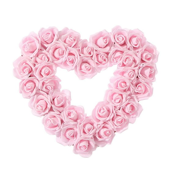 Pink Heart Shaped Wreath, Artificial Wreath Ornament,Proposal Front Door Wreath Door Hanging Wreath for Window Festival