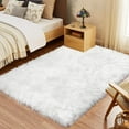 thumbnail image 2 of LAICAIW White Fur Rug 4x6 Rug Faux Sheepskin Rug Washable Fuzzy Shag Area Rug Fluffy White Sheepskin Rug Shaggy Rug for Living Room Bedroom Plush Rug, Rectangle, 2 of 7