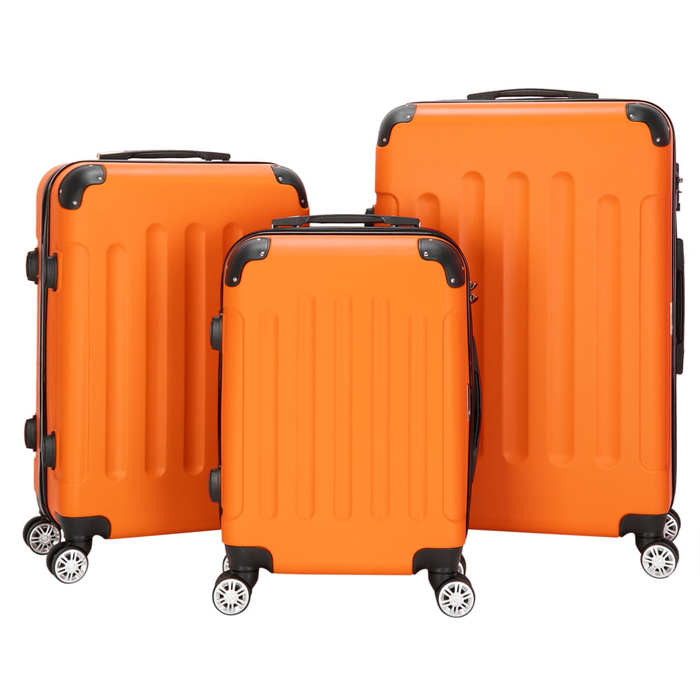 Zimtown - Zimtown Orange 3 Pieces Travel Luggage Set Bag ABS Trolley Carry On Suitcase TSA Lock
