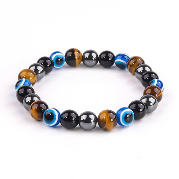 Unisex Evil Eye Bracelet - Tiger Eye, Obsidian & Hematite Style Beads - Protection & Style