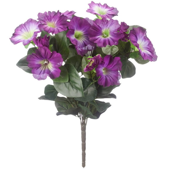 OakRidge Silk Petunia Bush – Artificial Flowers Outdoor Décor – Purple, 15” High