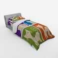 thumbnail image 2 of Ambesonne Funny Bedding Set 3 Pcs, Cartoon Cats Emotions, Twin, Orange Purple Green, 2 of 2