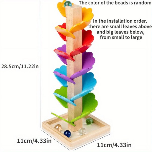 Wooden Rolling Ball Tree Baby Rolling Bead Track Rainbow Building Blocks Music Tree Montessori Children's Early Education Puzzle Toys Color Recognition